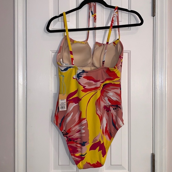 Kona Sol One Piece Swimsuit lined bathing suit, in Yellow Red Blue Pink & White - Picture 5 of 10
